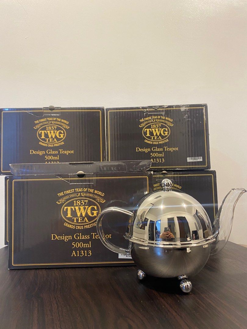 TWG Design Glass Teapot 500ml (Category: Coffee & Tea Tableware) located in Pateros City. Submitted by dendenden15 (Listing ID 1410630902, Image 1). Description: Original Price 16,500 Selling for 50% Lesser and still negotiable - Elegant TWG design glass teapot - 500ml capacity - Stainless steel base - Clear glass body - Removable infuser for loose leaf tea - Unique spherical shape - Glass spout and handle - Comes with original box .