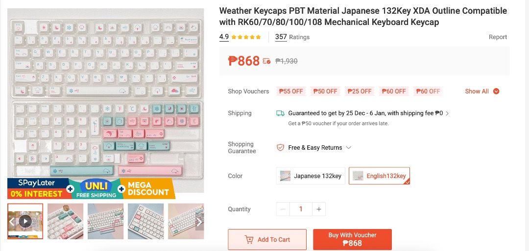 Weather Keycaps - 132 keys PBT/ XDA profile (Category: Computer Keyboard) located in Lipa City. Submitted by declutterstuff123 (Listing ID 1410711458, Image 3). Description: Very lightly used. Negotiable. ⭕️Everything Must Go! ⭕️Grouped items are for TAKE ALL. No individual selling. ⭕️All items sold as is basis. Manage expectations based on pictures. No return, no exchange. ⭕️SF will be shouldered by the buyer. Meet Ups - Makati: Ayala Circuit/JP