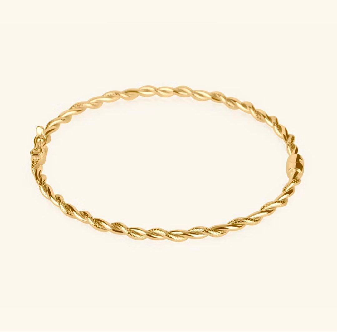 14k Twisted Gold Bangle (19 cm) (Category: Bracelets) located in Iba. Submitted by luxbagsandblings (Listing ID 1407450315, Image 1). Description: 🌸Guaranteed Real VVSPL 14k Yellow 🇮🇹ITALY Gold Twisted Bangle (19 cm or 7.5 inches) Fits Medium to Large Wrists✨ -Good for Men or Women, Size 7.5 inches -Almost 5 Grams 💛 -Comes with Jewelry box and Gift Bag ✨ -Sold per item, NOT PER GRAM. 📸Please Check all Photos po✨ 🌸SF is Shouldered by the buy