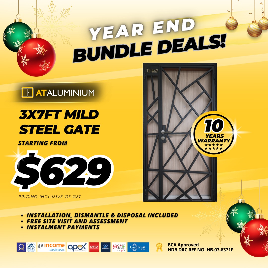 3x7ft / 4x7ft HDB/BTO/RESALE MILD STEEL GATE PROMOTION, Furniture ...