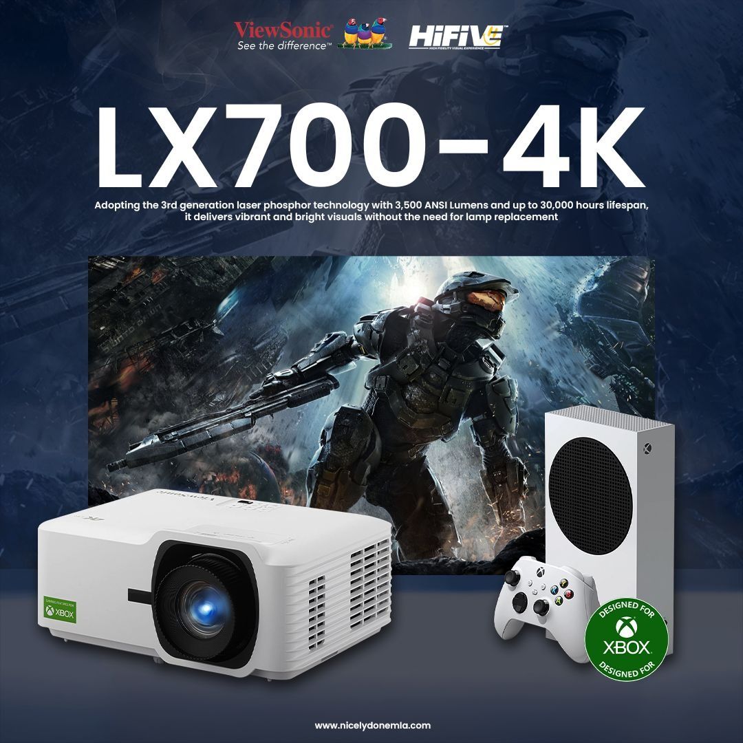 4K Laser Home Projector – ViewSonic LX700-4K (Category: Projectors) located in Quezon City. Submitted by hifivebynicelydone (Listing ID 1407472189, Image 1). Description: Bring the big screen home with the ViewSonic LX700-4K. ✨ This projector doesn’t just show movies — it makes everything feel larger than life. Bright days? No problem. Movie nights? Perfect. Gaming sessions? Next level. It pumps out 3,500 ANSI lumens for bold, vivid images. Gamer