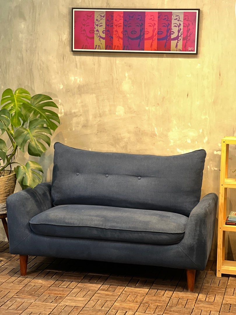 Blue Fabric Loveseat Sofa (Category: Sofas) located in Bulacan. Submitted by rock_off.thriftshop.ph (Listing ID 1407487750, Image 3). Description: .