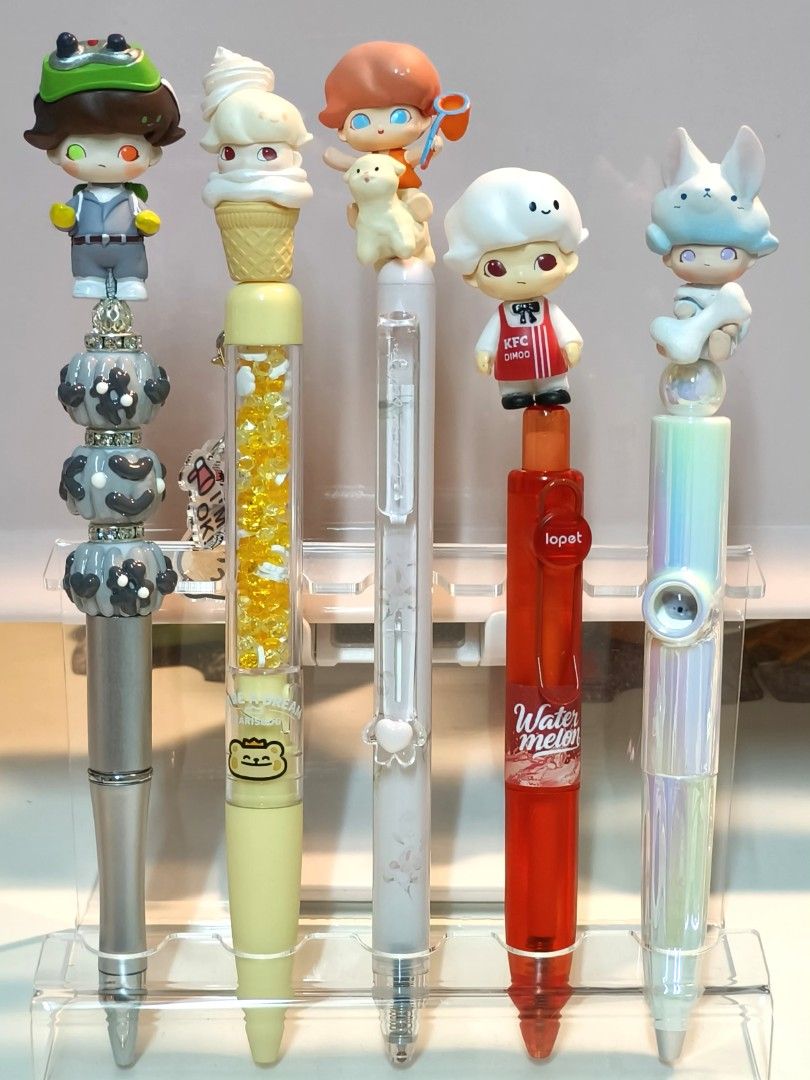 Cute Decorative Pens - Assorted Designs (Category: Stationery & School Supplies) located in Singapore. Submitted by littleredmushroom (Listing ID 1407405015, Image 3). Description: Happy to share these Adorable collection of decorative pens, each featuring unique character toppers and designs. These are modified PopMart Character. DIY Gel/Ballpoint Pen. Eg. Labubu Dimoo SP Molly Twinkles Zsiga Hirono Crybaby The figurines might not be perfect (no