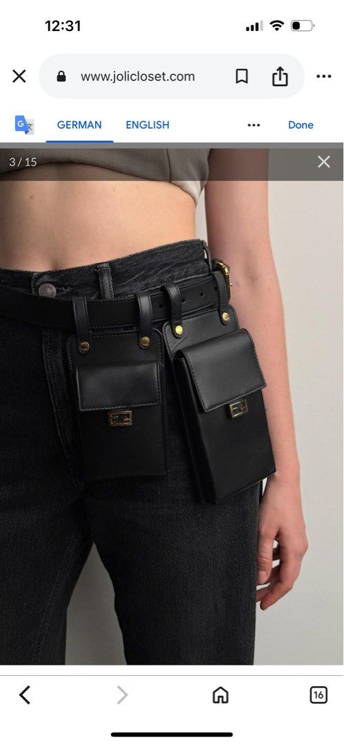 Fendi Utility Tool belt (Category: Luxury Bags & Wallets) located in Quezon City. Submitted by lucky.purelux.ph (Listing ID 1407546756, Image 1). Description: black calf leather Fendi Utility Tool belt with two removable pouches and gold-tone FF logo buckles Perfect for iPhone Pro Max.