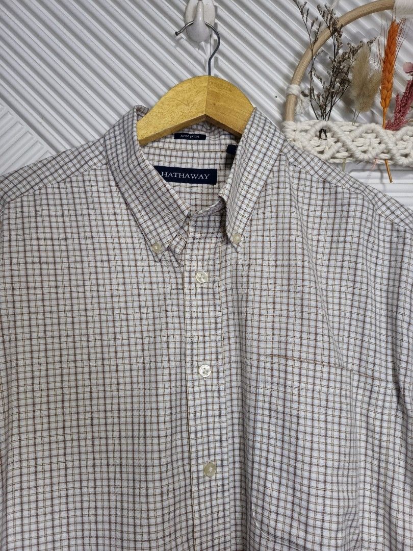 Hathaway Checkered Long Sleeve Shirt (Category: Sets & Coordinates) located in Bulacan. Submitted by cathycampo51092 (Listing ID 1407458740, Image 1). Description: - Hathaway long sleeve shirt - Checkered pattern - Non-iron fabric - Fits up to 2XL - Chest width: 25 inches - Length: 32 inches - Button-down collar - Chest pocket - Classic and versatile design.