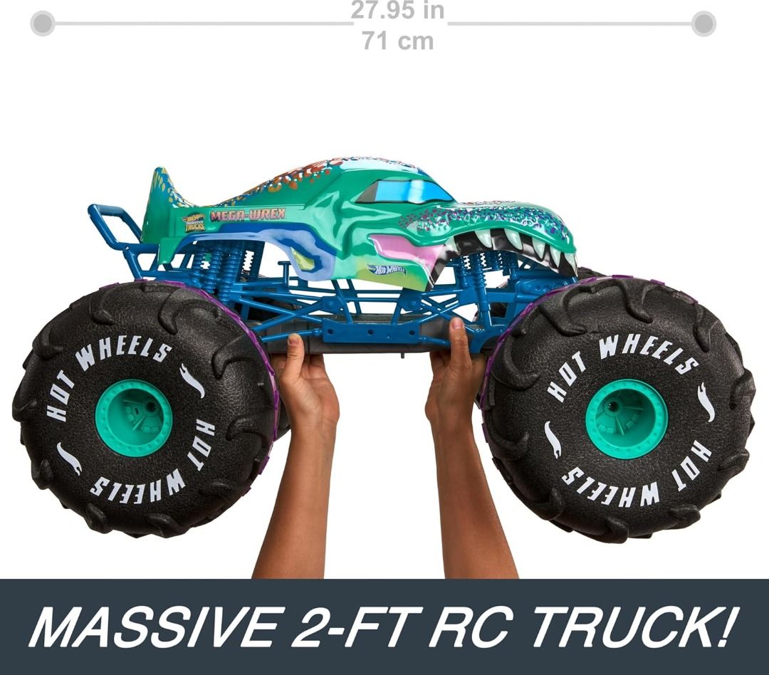 Hot Wheels RC Monster Trucks Mega-Wrex in 1:6th Scale, Extra Large ...