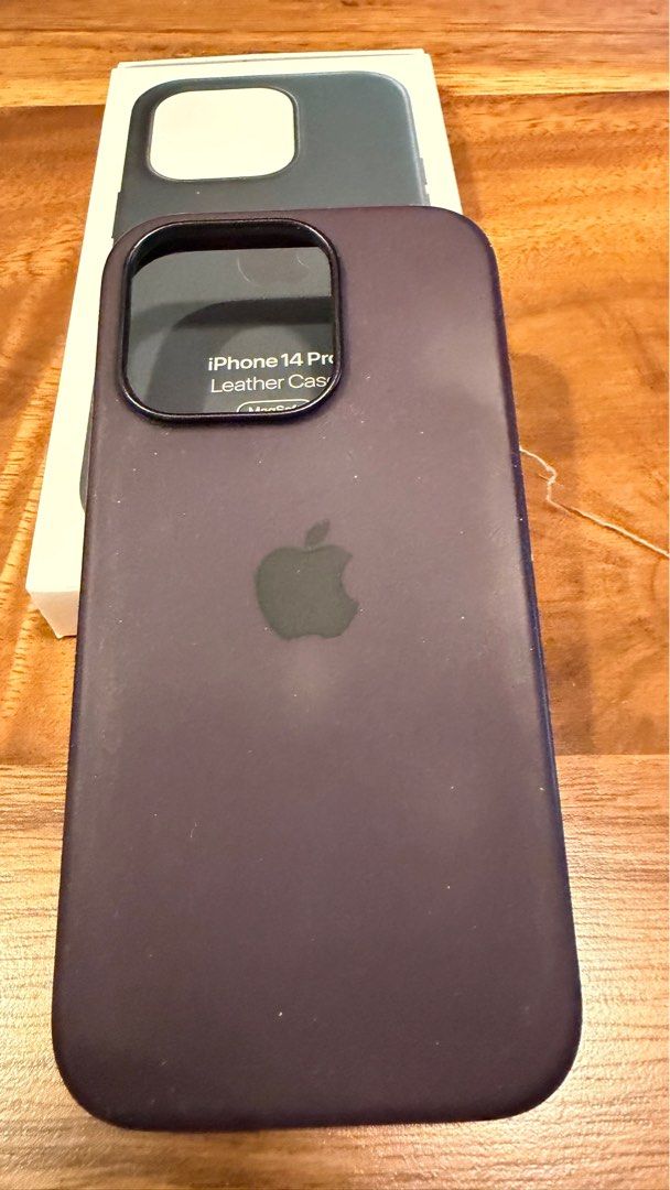 Iphone 14 pro - apple leather case (purple) (Category: Cases & Sleeves) located in Makati City. Submitted by taffyjelly (Listing ID 1407389859, Image 3). Description: Original apple leather case in purple for iphone 14 pro. Slightly used. RFS: decluttering SF c/o buyer.