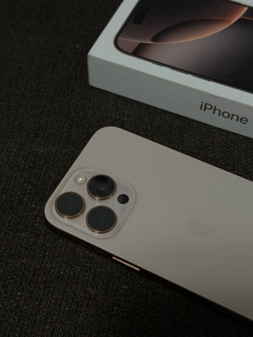 iphone 16 pro max (Category: iPhone 16 Series) located in Paranaque City. Submitted by phoebeways (Listing ID 1407433611, Image 2). Description: - iPhone 16 Pro Max - 256gb - Desert Titanium color - 100% Battery Health! - 211 cycle count (as of posting) - still in warranty! 4/18/26 - IOS 26.0.1 - NTC Variant - open line Any sim - No History of Repair - No Issue - Unli Check - with original box - Zero issues. 53k only slightly negotiable RUSH!!! P