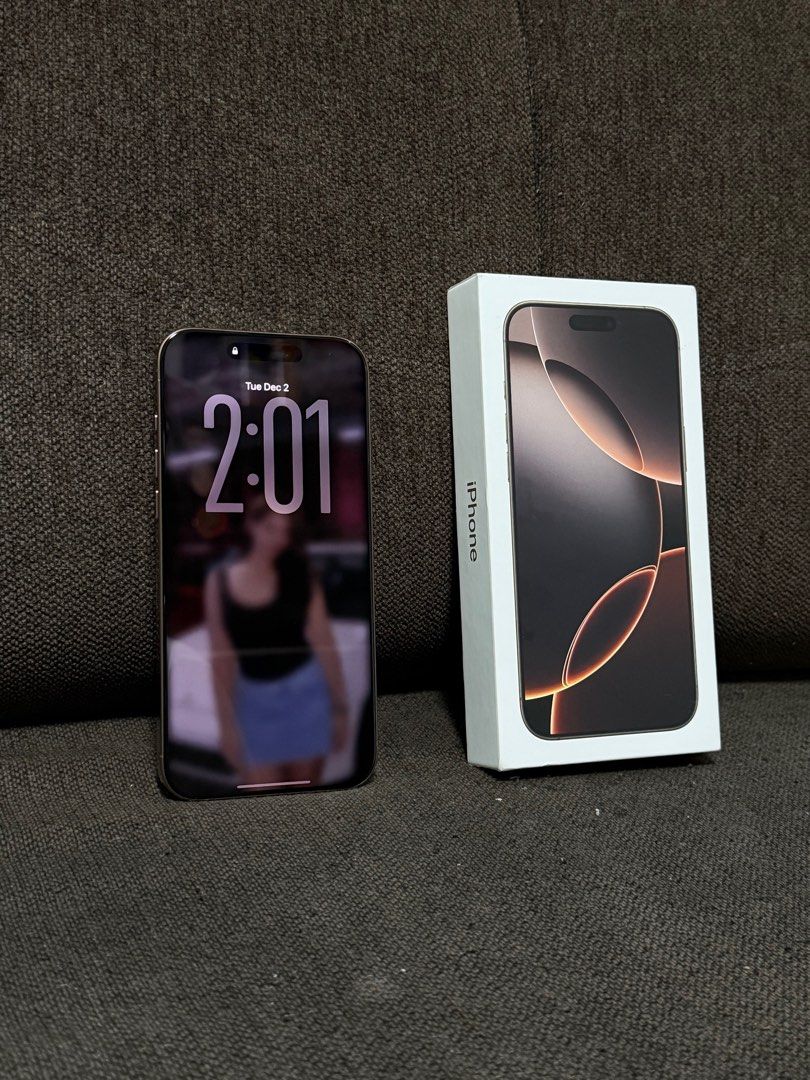 iphone 16 pro max (Category: iPhone 16 Series) located in Paranaque City. Submitted by phoebeways (Listing ID 1407433611, Image 3). Description: - iPhone 16 Pro Max - 256gb - Desert Titanium color - 100% Battery Health! - 211 cycle count (as of posting) - still in warranty! 4/18/26 - IOS 26.0.1 - NTC Variant - open line Any sim - No History of Repair - No Issue - Unli Check - with original box - Zero issues. 53k only slightly negotiable RUSH!!! P