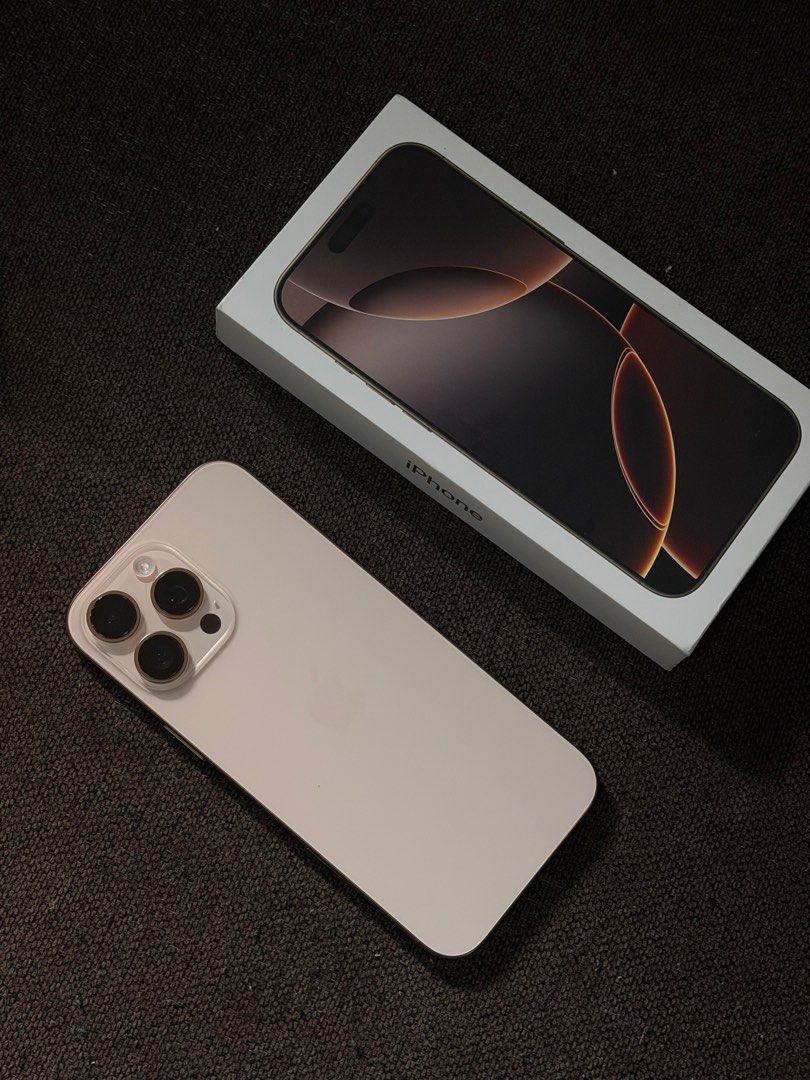 iphone 16 pro max (Category: iPhone 16 Series) located in Paranaque City. Submitted by phoebeways (Listing ID 1407433611, Image 1). Description: - iPhone 16 Pro Max - 256gb - Desert Titanium color - 100% Battery Health! - 211 cycle count (as of posting) - still in warranty! 4/18/26 - IOS 26.0.1 - NTC Variant - open line Any sim - No History of Repair - No Issue - Unli Check - with original box - Zero issues. 53k only slightly negotiable RUSH!!! P