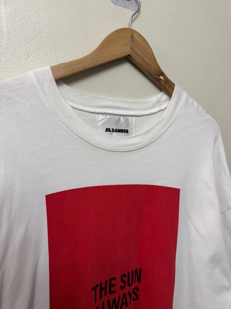 Jil Sander Oversized Shirt “The Sun Always Rises” - White/Red (Category: Luxury Apparel) located in Dasmarinas. Submitted by phamhannii (Listing ID 1407523030, Image 2). Description: Jil Sander Oversized Shirt “The Sun Always Rises” - White/Red Size: Large on tag Dimes (WxL): 24.5 x 28 inches Color Rate: 9.5/10 Condition Rate: 9.5/10 Great Condition All items are washed and sanitized. Flexible payment options. Pm me for inquiries🙂 Feel free to c