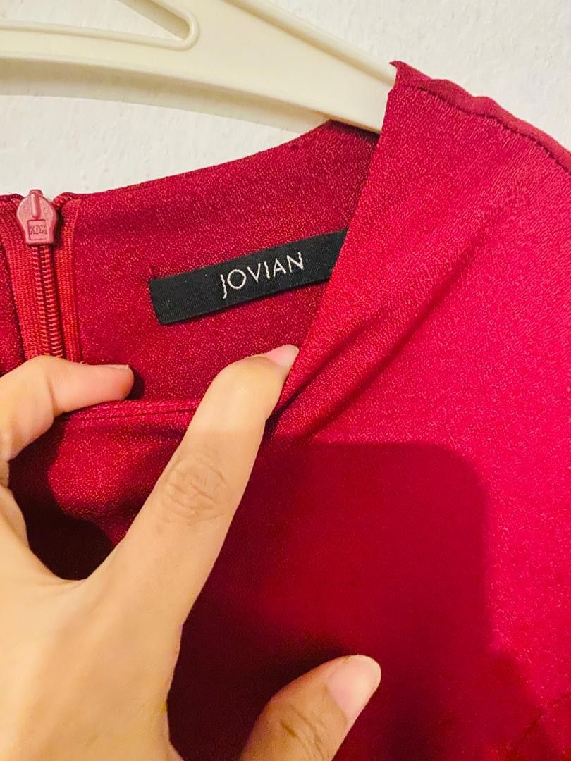 JOVIAN Red Mermaid Dress (Category: Dresses) located in Gombak. Submitted by zarafrozyy (Listing ID 1407529057, Image 3). Description: - JOVIAN red mermaid dress - Size S - Elegant long sleeves - Unique scalloped design - Embellishments at waist - Convenient back zipper closure.