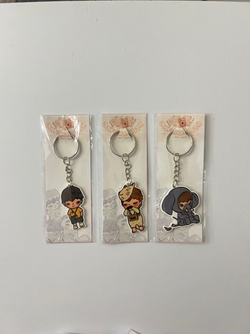 Just Journal PH Character Keychains (Category: Character Goods) located in Bacoor. Submitted by MAB_Store (Listing ID 1407562272, Image 2). Description: - Adorable character keychains - From Just Journal PH - Unique character designs - Includes keyring - Individually packaged - Perfect for keys, bags, and accessories - Collectible! Price range from 39-99.