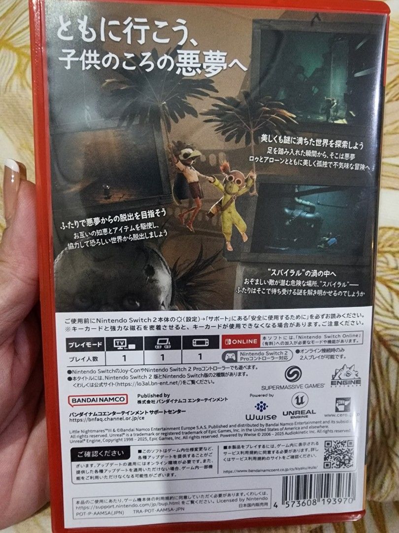 Little Nightmares III - Nintendo Switch 2 (Category: Nintendo) located in Cebu City. Submitted by luxcebuph (Listing ID 1407509298, Image 2). Description: - Little Nightmares III for Nintendo Switch - Physical copy - Original case - Published by Bandai Namco - CERO D rating - Supports online play - Single-player mode OPENED ONLY NEVER USED. WRONG GAME VERSION. PURCHASED IN OSAKA JAPAN SELLING FOR ONLY P1,700.00.