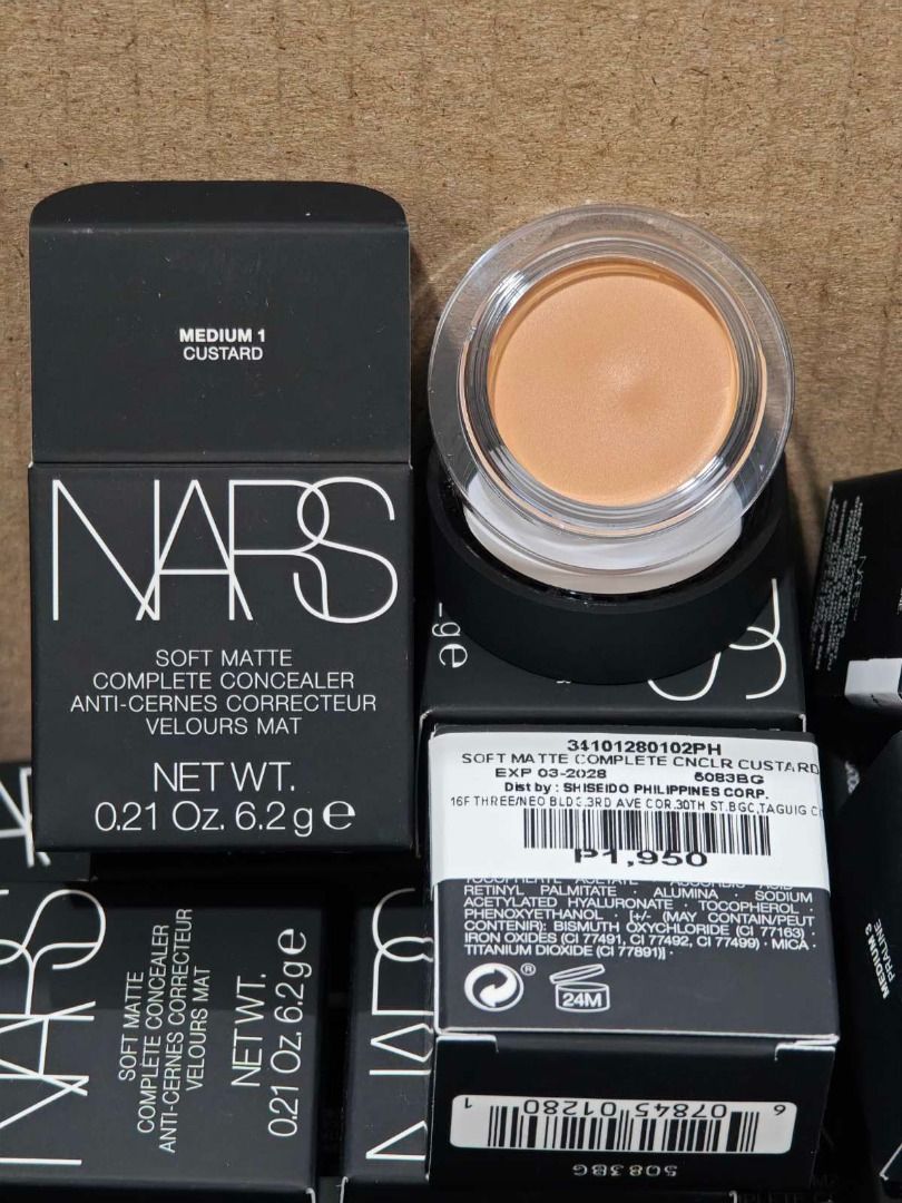 NARS Soft Matte Complete Concealer (Category: Makeup) located in Quezon City. Submitted by annednmoo (Listing ID 1407388851, Image 3). Description: - NARS Soft Matte Complete Concealer - Brand new, in original packaging Available shades: Chantilly Affogato Vanilla Madeleine Creme Brulee Marron Glace Crema Catalana Custard Macadamia Ginger Praline Biscuit.