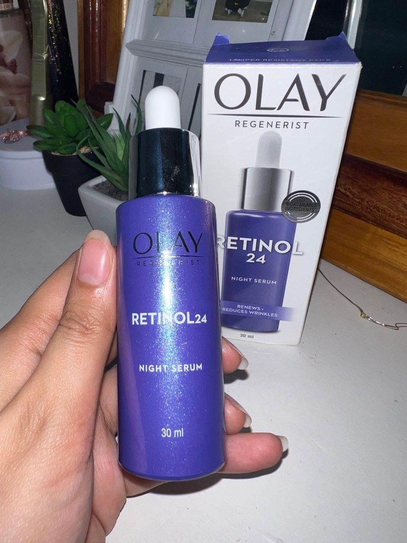 Olay Retinol 24 Night Serum 30ml (Category: Face Care) located in Batangas. Submitted by hapihope (Listing ID 1407532588, Image 3). Description: Olay Retinol 24 Night Serum - 30ml bottle w/ dropper - Helps renew skin and reduce wrinkles - Brand new - In original packaging - Used once only! - Bought from Watsons rfs: switched to a different brand.