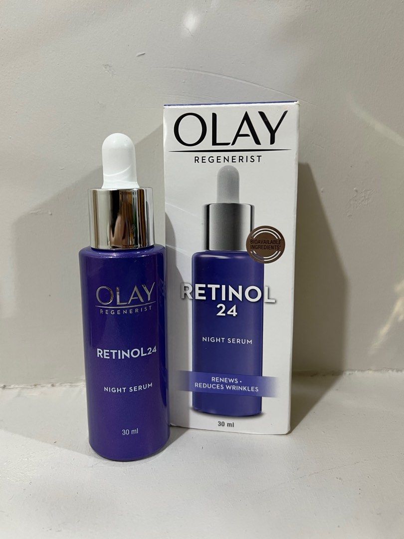 Olay Retinol 24 Night Serum 30ml (Category: Face Care) located in Batangas. Submitted by hapihope (Listing ID 1407532588, Image 1). Description: Olay Retinol 24 Night Serum - 30ml bottle w/ dropper - Helps renew skin and reduce wrinkles - Brand new - In original packaging - Used once only! - Bought from Watsons rfs: switched to a different brand.