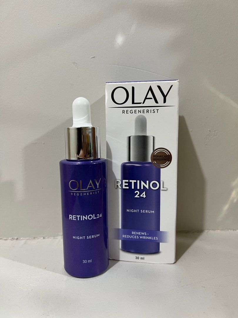Olay Retinol 24 Night Serum 30ml (Category: Face Care) located in Batangas. Submitted by hapihope (Listing ID 1407532588, Image 2). Description: Olay Retinol 24 Night Serum - 30ml bottle w/ dropper - Helps renew skin and reduce wrinkles - Brand new - In original packaging - Used once only! - Bought from Watsons rfs: switched to a different brand.