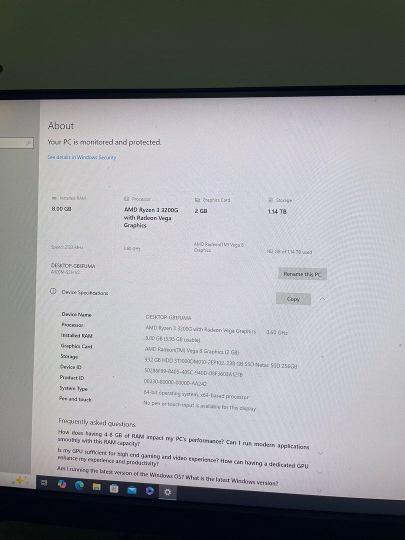 Pc Gaming Basic (Category: Office & Business Technology) located in Kuala Lumpur. Submitted by damzkie (Listing ID 1407419907, Image 3). Description: RAM 8gb Processor AMD RYzen 3 3200g with Radeon Vega Graphics Graphic 2gb Storage 1.14 TB Jual Seadanya 1 Set sKali Meja Pc Dapat .. item RGB .. Sbb Jual dah tak Pkai , Harga Kita bole runding sampai Jadi .. urgen , 01163860824.