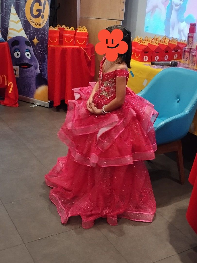 Pink Princess Gown (Category: Dresses) located in Quezon City. Submitted by tabitha.declutter (Listing ID 1407495201, Image 2). Description: 2 in 1 Gown natatanggal po yung pinaka skirt or yung pa balloon niya sa lower... once lang po nasuot - Beautiful pink princess dress - Perfect for special occasions - Features a layered skirt - Detailed bodice - Off-shoulder design - Flowing silhouette - Made of shimmering fabric - Ideal for parties and even