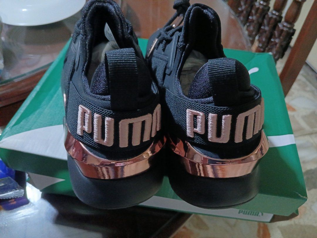 Puma Muse X-2 Metallic Sneakers (Category: Sneakers) located in Makati City. Submitted by dior21 (Listing ID 1407516299, Image 1). Description: - Puma Muse X-2 Metallic sneakers - Black upper with rose gold metallic heel accents - Puma logo on heel - Includes original box - Laced up and unworn.