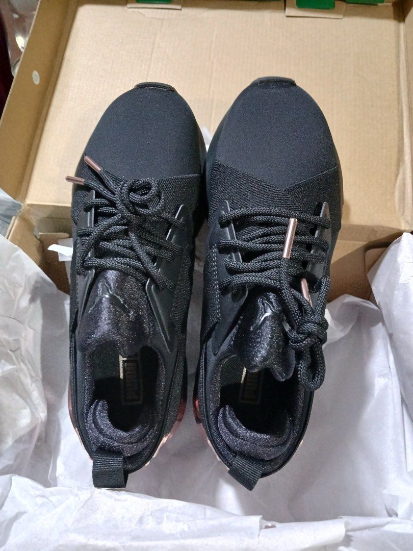 Puma Muse X-2 Metallic Sneakers (Category: Sneakers) located in Makati City. Submitted by dior21 (Listing ID 1407516299, Image 3). Description: - Puma Muse X-2 Metallic sneakers - Black upper with rose gold metallic heel accents - Puma logo on heel - Includes original box - Laced up and unworn.