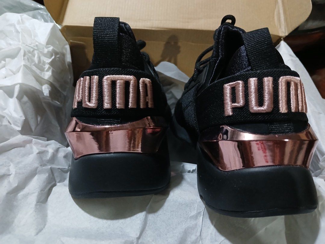 Puma Muse X-2 Metallic Sneakers (Category: Sneakers) located in Makati City. Submitted by dior21 (Listing ID 1407516299, Image 2). Description: - Puma Muse X-2 Metallic sneakers - Black upper with rose gold metallic heel accents - Puma logo on heel - Includes original box - Laced up and unworn.