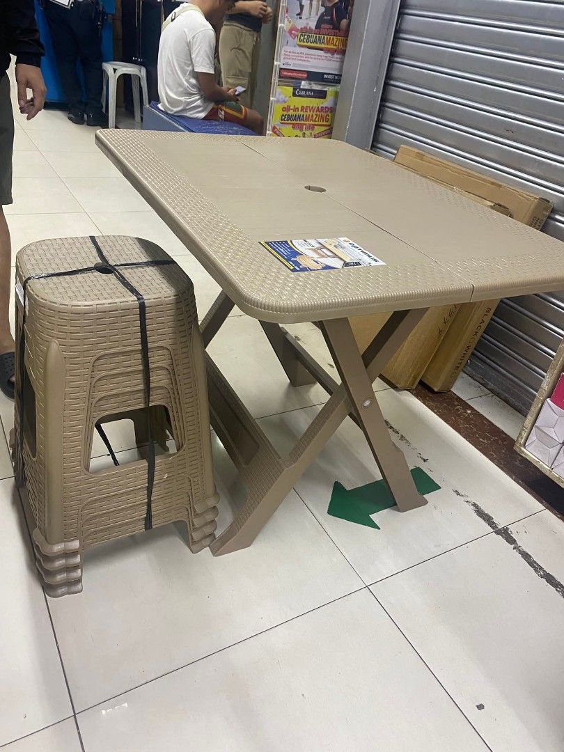Rattan dining table and stool set (Category: Tables & Sets) located in Manila. Submitted by yzcartph (Listing ID 1407410190, Image 2). Description: 4 chairs 1 table.
