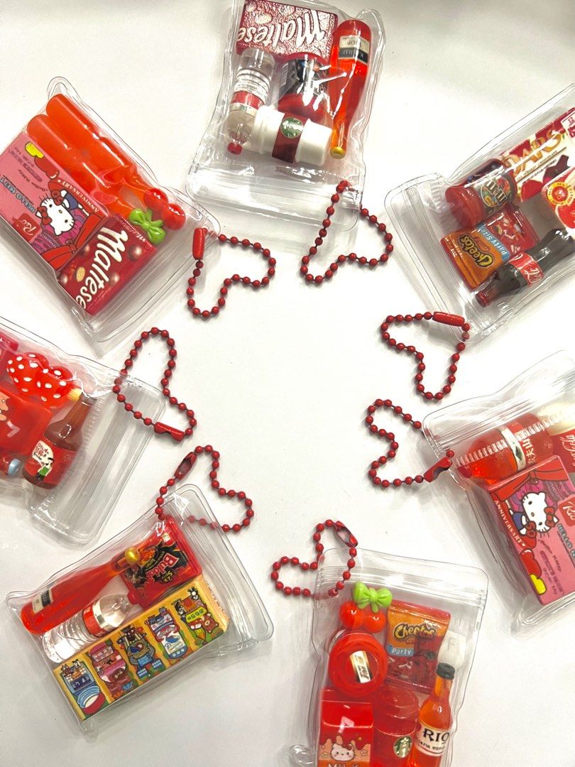 Red Themed Keychain Charms and Bracelet Set (Category: Bracelets) located in Bacoor. Submitted by MAB_Store (Listing ID 1407562230, Image 1). Description: Price Range from 39-99 PHP.