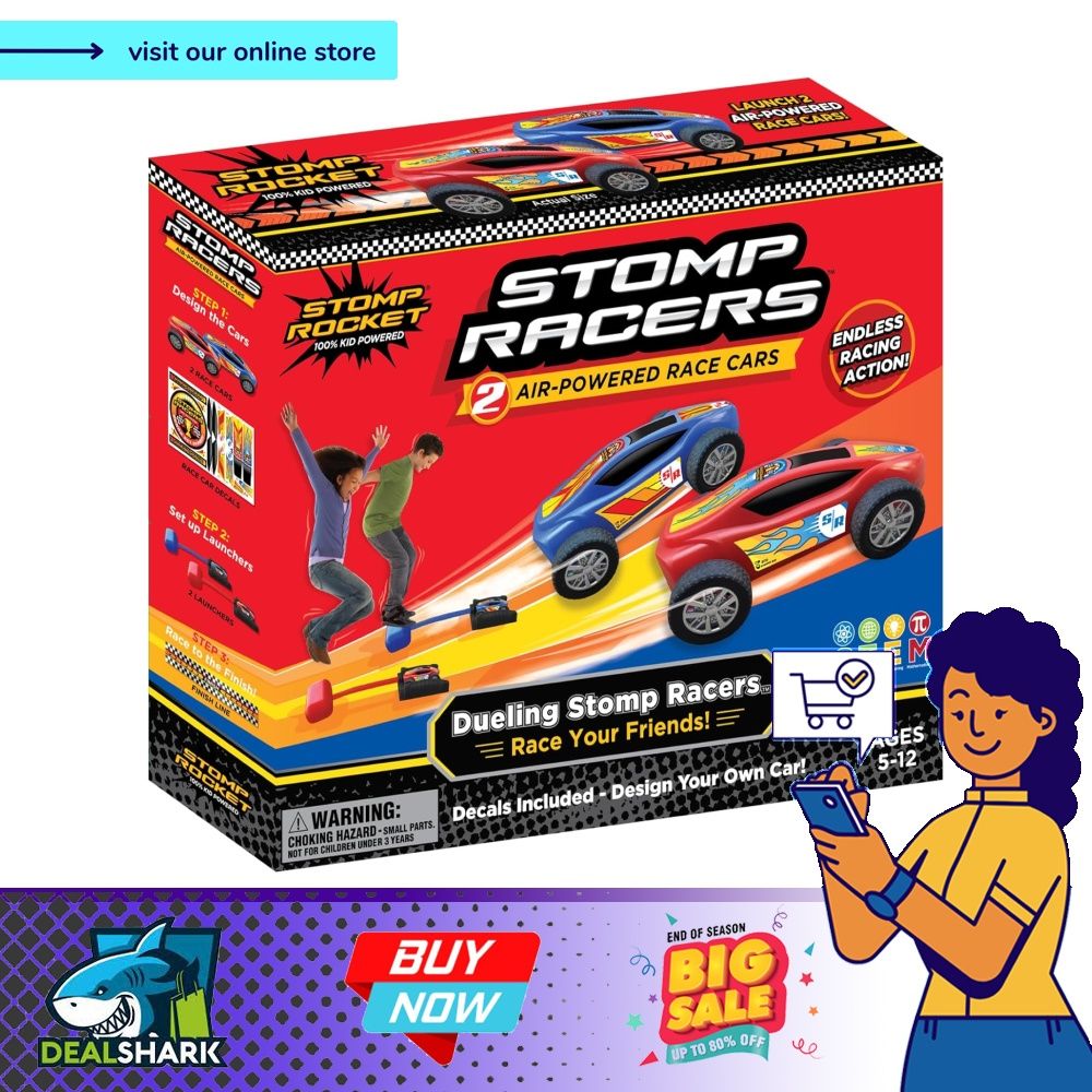 Stomp Rocket New Dueling Stomp Racers, 2 Toy Car Launchers and 2 Air ...