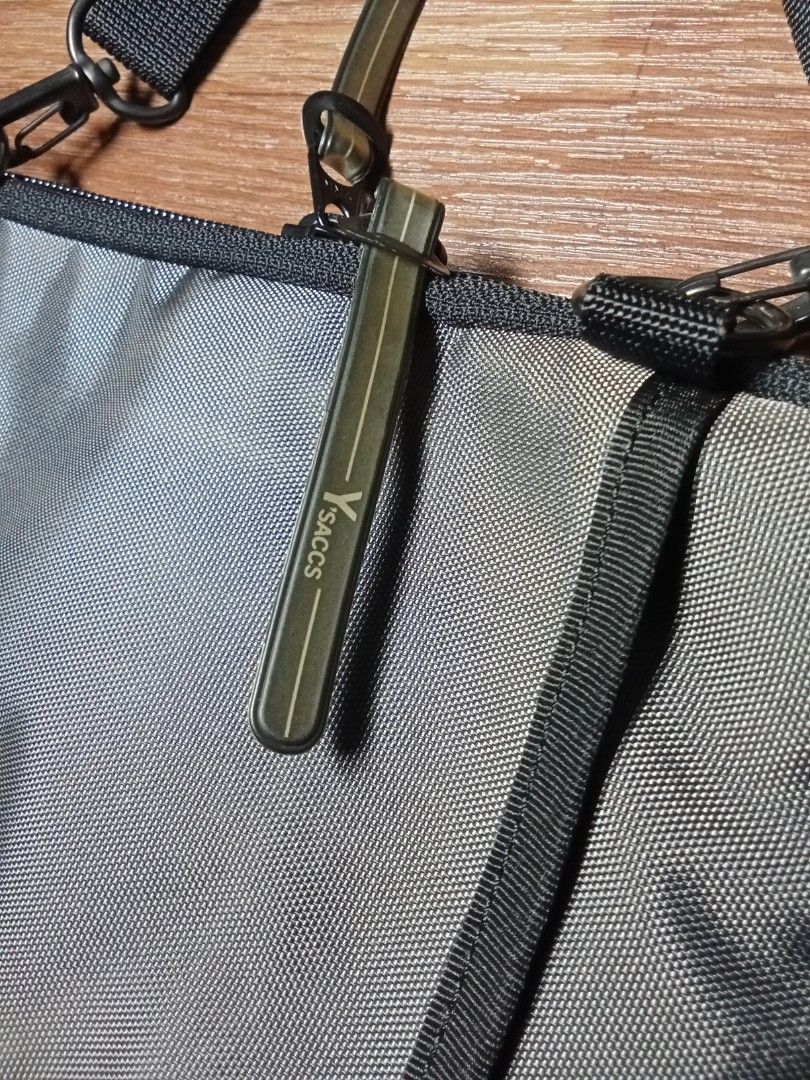 Y's Sacs Crossbody Bag (Category: Cross-body Bags) located in Makati City. Submitted by kuysman (Listing ID 1407453994, Image 3). Description: - Y's Sacs crossbody bag - Adjustable strap - Multiple compartments - Zippered closure - Black exterior - Gray interior - Features a small "Made in Japan" tag - Small Y's Sacs logo on the front only sensible questions are entertained actual measurement 5 x 10" (folded) like new 1 left .
