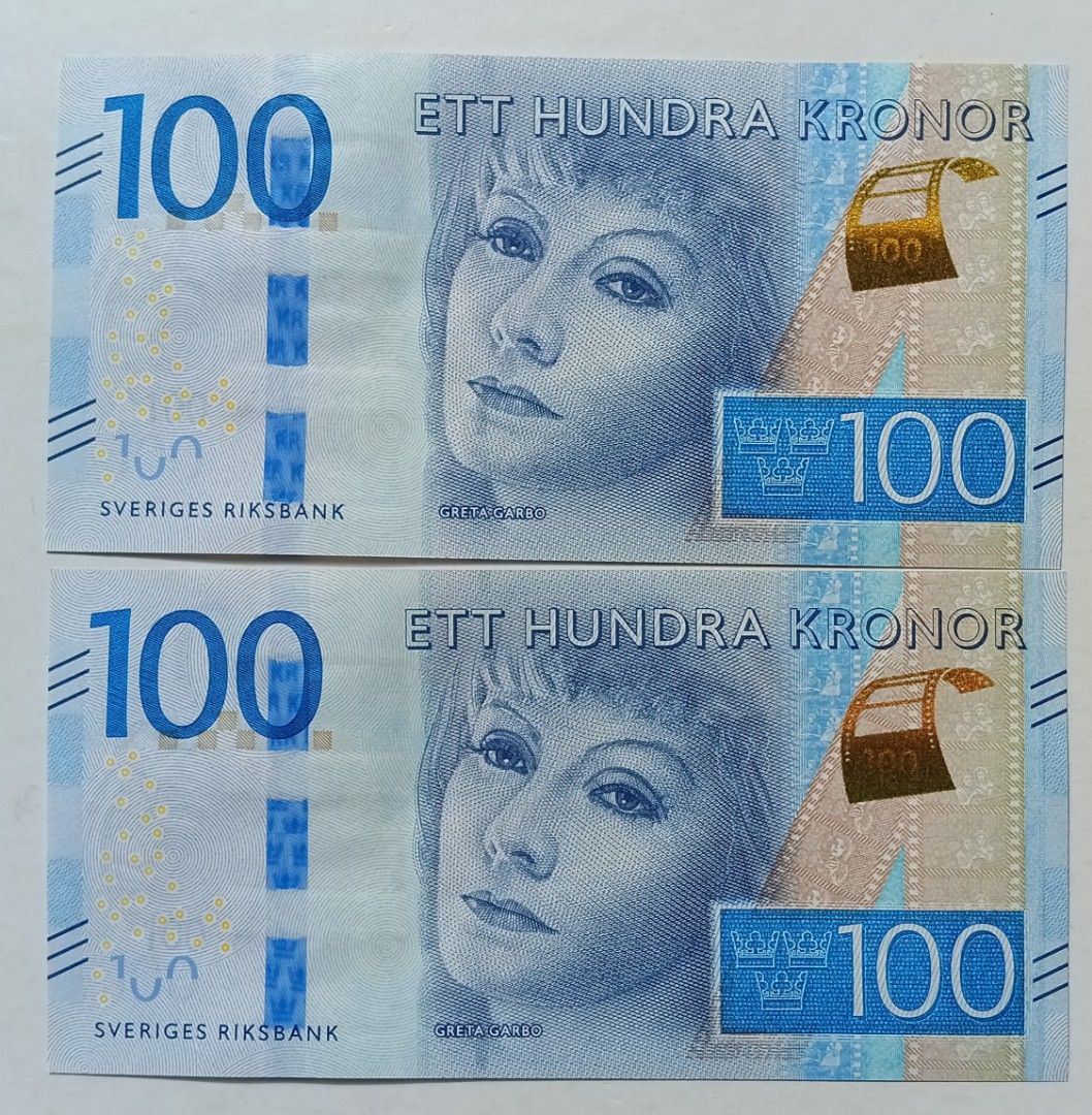 瑞典2016年100克朗兩張連號UNC（C101582175-76）, 興趣及遊戲, 收藏品及紀念品, 錢幣- Carousell