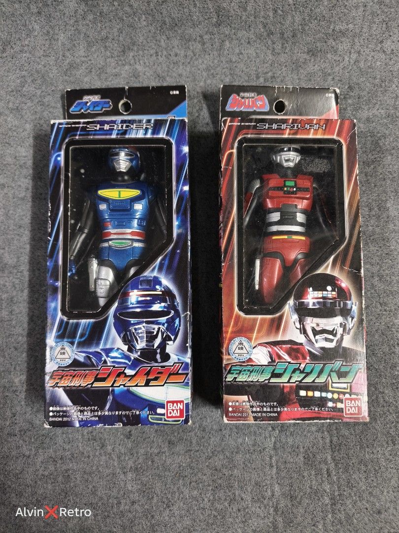 7 inch Shaider & Sharivan from BANDAI Original (Category: Figurines & Statues) located in Manila. Submitted by alvinretro (Listing ID 1410831750, Image 1). Description: Shaider 2,800,Sharivan 1,800 or set for 4,000 TAYUMAN, MANILA.