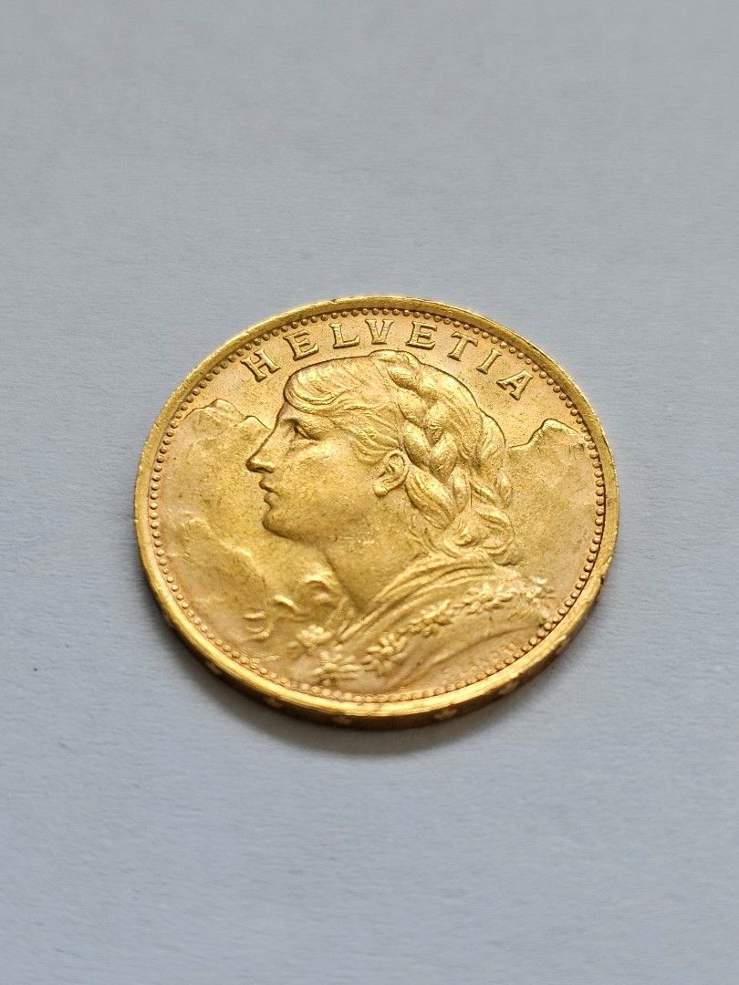瑞士金幣20 法郎1935 年Swiss 20 FR gold coin, 興趣及遊戲, 收藏品及紀念品, 錢幣- Carousell