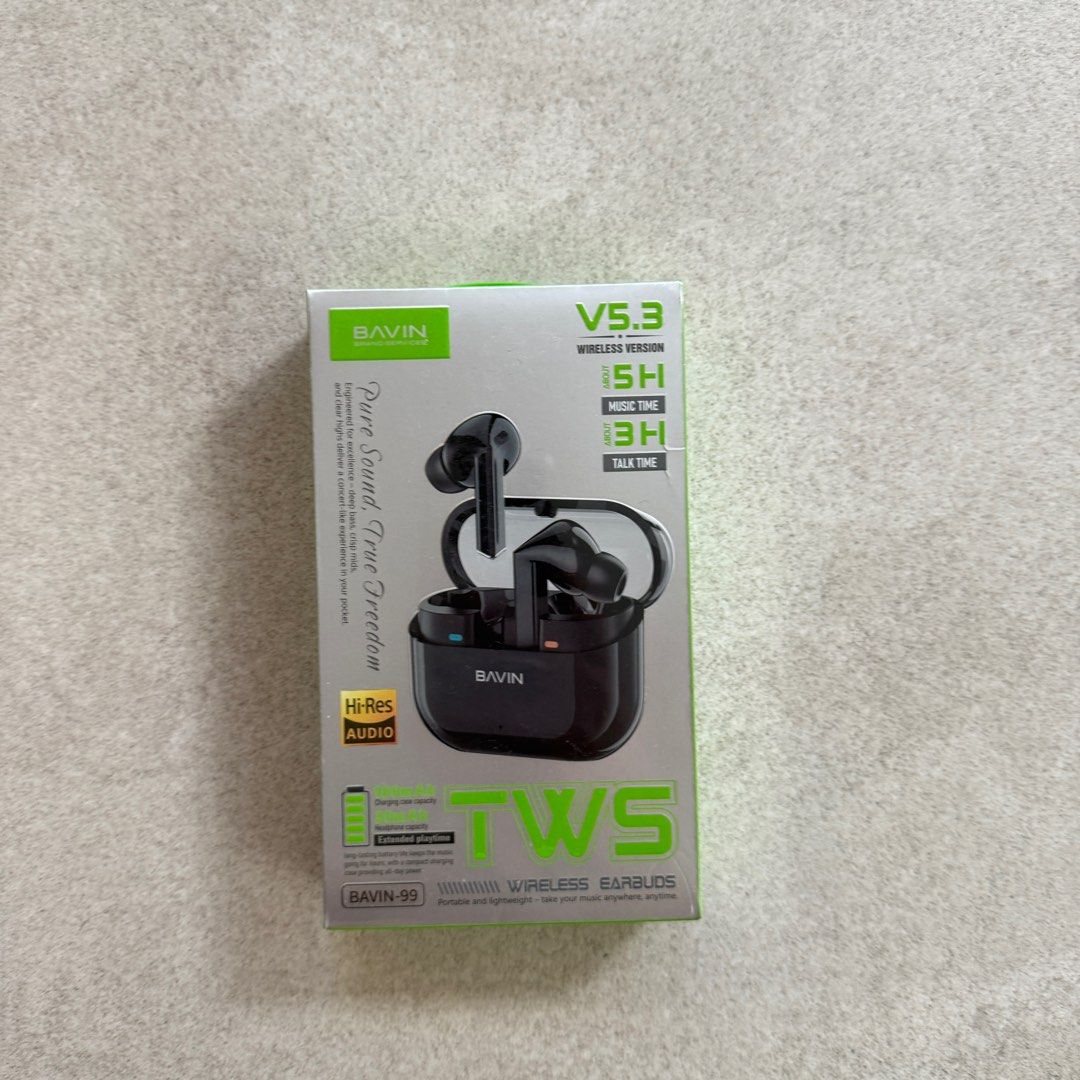 BAVIN BA99 TWS Earbuds (Category: Earphones) located in Muntinlupa City. Submitted by mrsalifestyle (Listing ID 1410738675, Image 1). Description: .