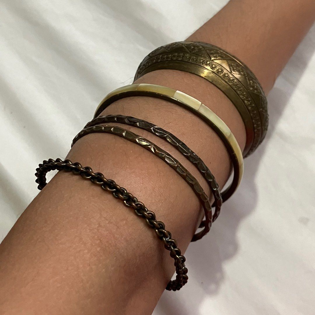 brass bangle set (Category: Bracelets) located in Quezon City. Submitted by namu_milkyway (Listing ID 1410765846, Image 2). Description: Sold as set MOP: Gcash MOD: J&T/Lalamove (Location: Roxas District, Quezon City).