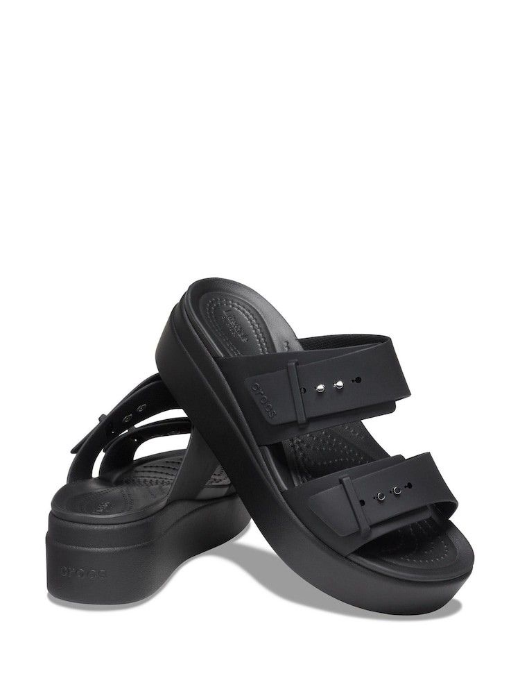 Crocs Black Brooklyn Buckle Sandals (Category: Wedges) located in Quezon. Submitted by closetby_gn (Listing ID 1410885882, Image 3). Description: Effortless style, superior all-day comfort and ultimate wardrobe versatility come together in the Crocs Brooklyn Collection. Featuring innovative LiteRide™ foam technology inside — because you should never have to choose between looking and feeling your best. The two adjustable straps on the Brooklyn Sa