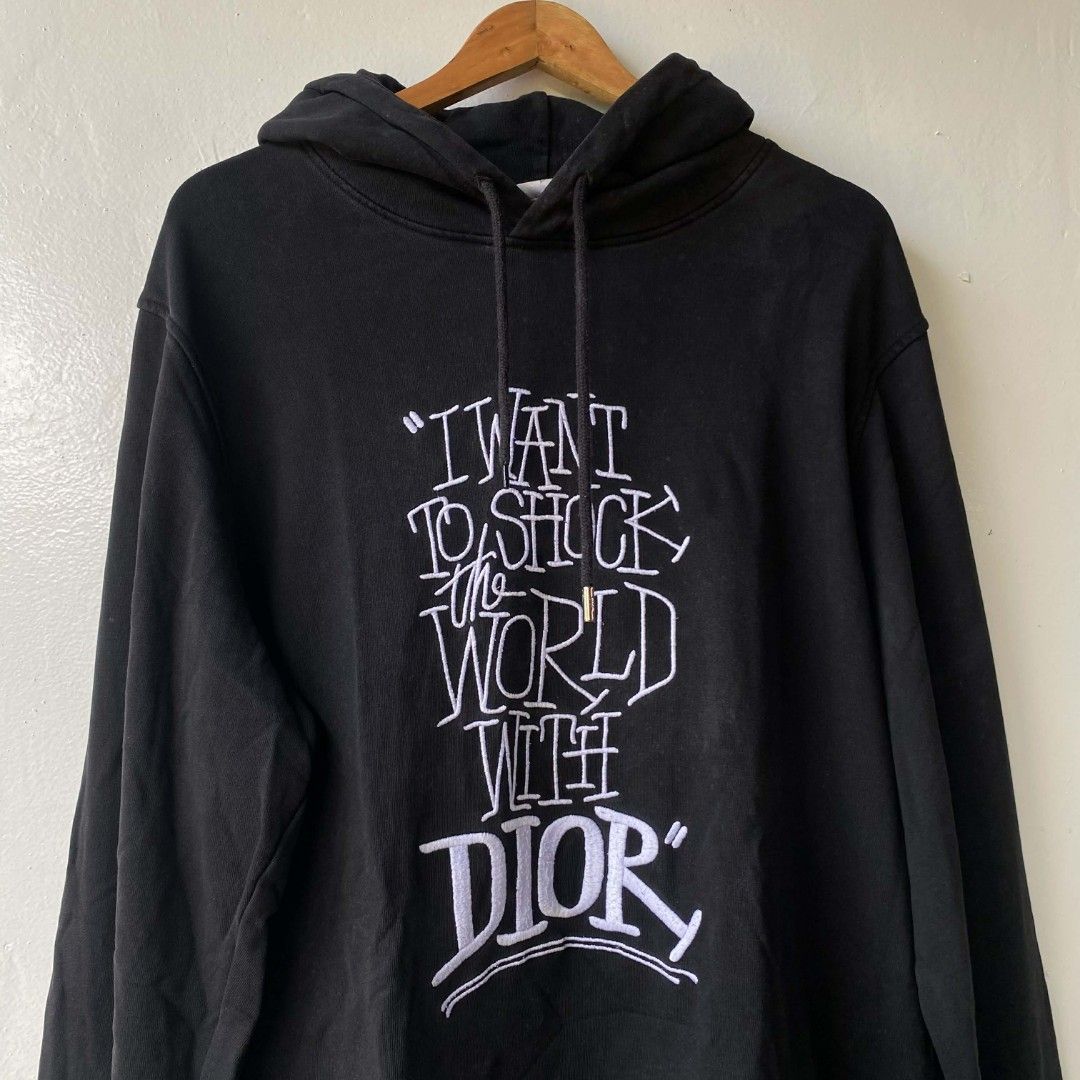 Dior x Stussy Hoodie (Category: Coats, Jackets and Outerwear) located in Buenavista. Submitted by b.side_fleamart (Listing ID 1410798239, Image 2). Description: Dior x Stussy -23x29 -very good condi, needs wash, scratch on ravings.