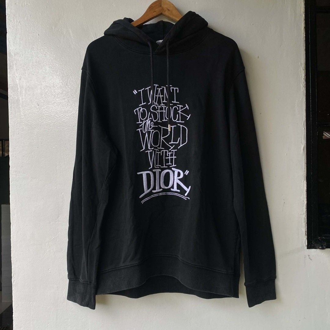 Dior x Stussy Hoodie (Category: Coats, Jackets and Outerwear) located in Buenavista. Submitted by b.side_fleamart (Listing ID 1410798239, Image 1). Description: Dior x Stussy -23x29 -very good condi, needs wash, scratch on ravings.