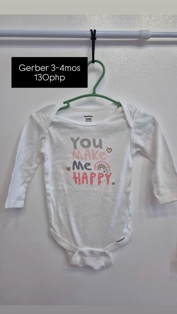 Gerber Baby Bodysuits 0-4 Months (Category: Babies & Kids Fashion) located in Manila. Submitted by jamdr66227 (Listing ID 1410878977, Image 2). Description: gerber onesies please see price in the photo..