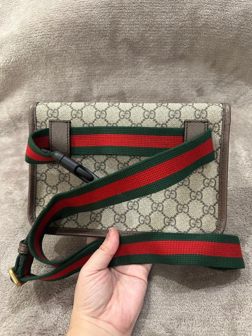 Gucci GG Supreme Belt Bag (Category: Luxury Bags & Wallets) located in Bacolod City. Submitted by katayellow (Listing ID 1410853915, Image 2). Description: - Authentic Gucci belt bag - Iconic GG Supreme canvas - Green and red web stripe - Brown leather trim - Adjustable belt strap with buckle - Serial number: 493930 5600624 - Perfect for everyday use With dust bag.