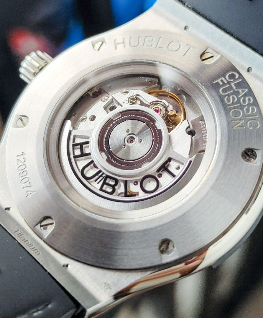 HUBLOT CLASSIC FUSION TITANIUM AUTOMATIC‼️ (Category: Luxury Watches) located in Quezon City. Submitted by timeoutwatches (Listing ID 1410859263, Image 2). Description: HUBLOT CLASSIC FUSION TITANIUM AUTOMATIC‼️ Bnew Price: 500k+++ Price: 248,000 php Complete Set w/ Receipt of Purchased Local Ad Automatic Movement Reference no: 511.NX.2611.LR Case: 45mm Condition: 9.5 / 10 Black Dial.