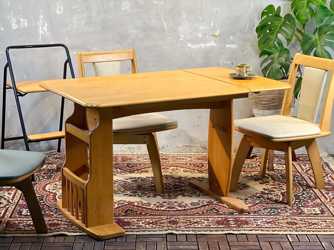 Japandi Wooden Extendable Dining Table Set (Category: Tables & Sets) located in Bulacan. Submitted by rock_off.thriftshop.ph (Listing ID 1410787514, Image 1). Description: .