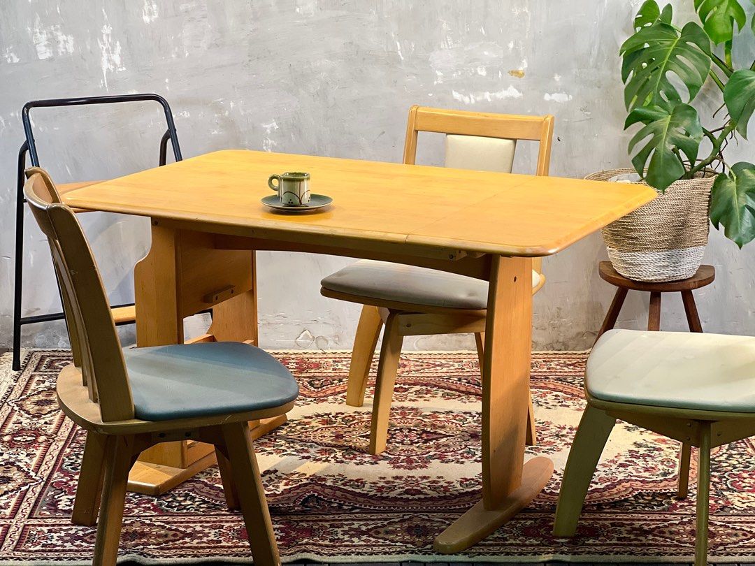 Japandi Wooden Extendable Dining Table Set (Category: Tables & Sets) located in Bulacan. Submitted by rock_off.thriftshop.ph (Listing ID 1410787514, Image 2). Description: .