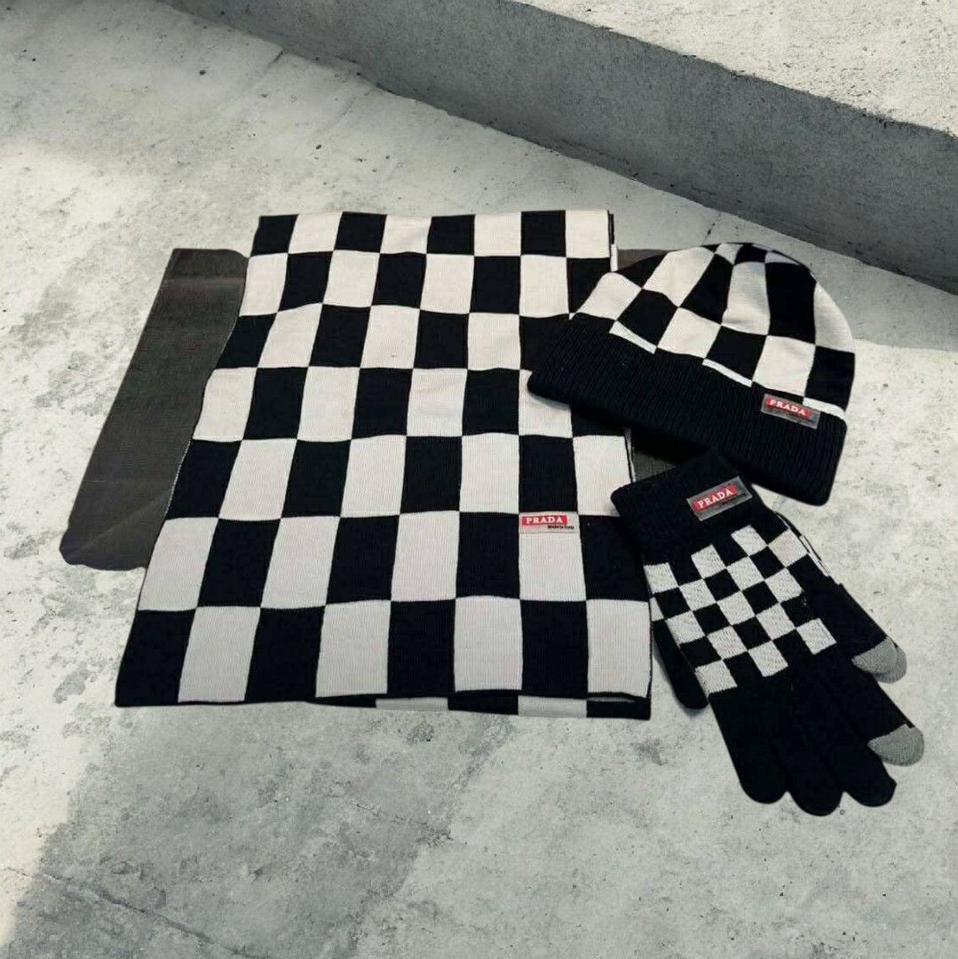 PRADA 3IN1 BEANIE, SCARF AND GLOVES (Category: Luxury Accessories) located in Manila. Submitted by smokey.holy (Listing ID 1410843003, Image 1). Description: PRADA 3IN1 BEANIE, GLOVES AND SCARF 🧣 PAY NOW and DELIVER (via LALAMOVE and J&T) SAME DAY! GCASH PAYMENT ONLY! 📍MANILA.