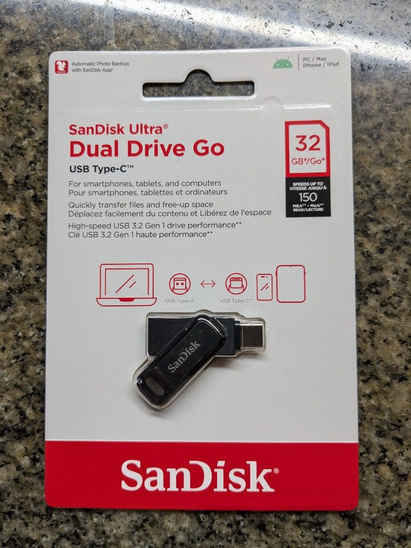 SanDisk 32GB USB 3.2 Type C Flash Drive (Category: Hard Disks & Thumbdrives) located in Quezon City. Submitted by joewack (Listing ID 1410792078, Image 1). Description: SanDisk Ultra Dual Drive Go USB Type C 32GB original brand new sealed loc Quezon City shipping Lalamove, Grab, LBC cod/Gcash/Maya.