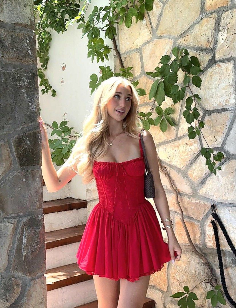 Shein Red Corset Dress (Category: Dresses) located in Daet. Submitted by clothandthingsph (Listing ID 1410722887, Image 3). Description: Never used bought it for around 1k Impulsive buy when worn photos are for inspo only ✨.