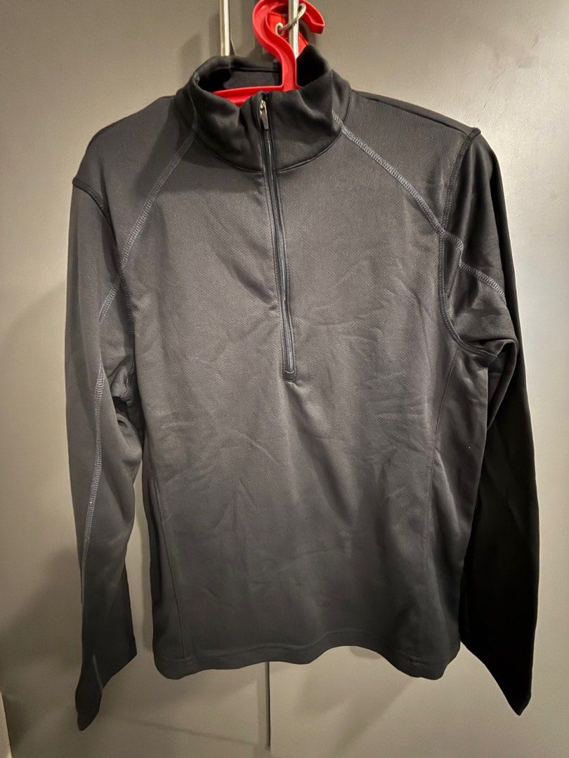 Spyder Black Half-Zip Jacket (Category: Coats, Jackets and Outerwear) located in Makati City. Submitted by joyfulliving22 (Listing ID 1410799947, Image 1). Description: - Black Spyder half-zip jacket - Size: S/CH - Features a mock neck - Long sleeves - Zipper closure - Made in Egypt - Simple design with visible stitching.