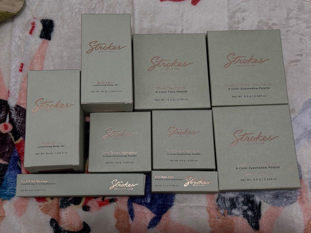 Strokes Beauty Lab Cosmetics (Category: Makeup) located in Manila. Submitted by tinetine9 (Listing ID 1410855799, Image 1). Description: Body Glaze - 350 SOLD ❌Highlighter - 250 SOLD ❌Blush Palette - 350 SOLD ❌Eyeshadow Palette - 350 Liquid Eyeshadow - 200 SOLD ❌Mascara - 200 NEVER USED. ALL BRAND NEW. NEVER SWATCHED .