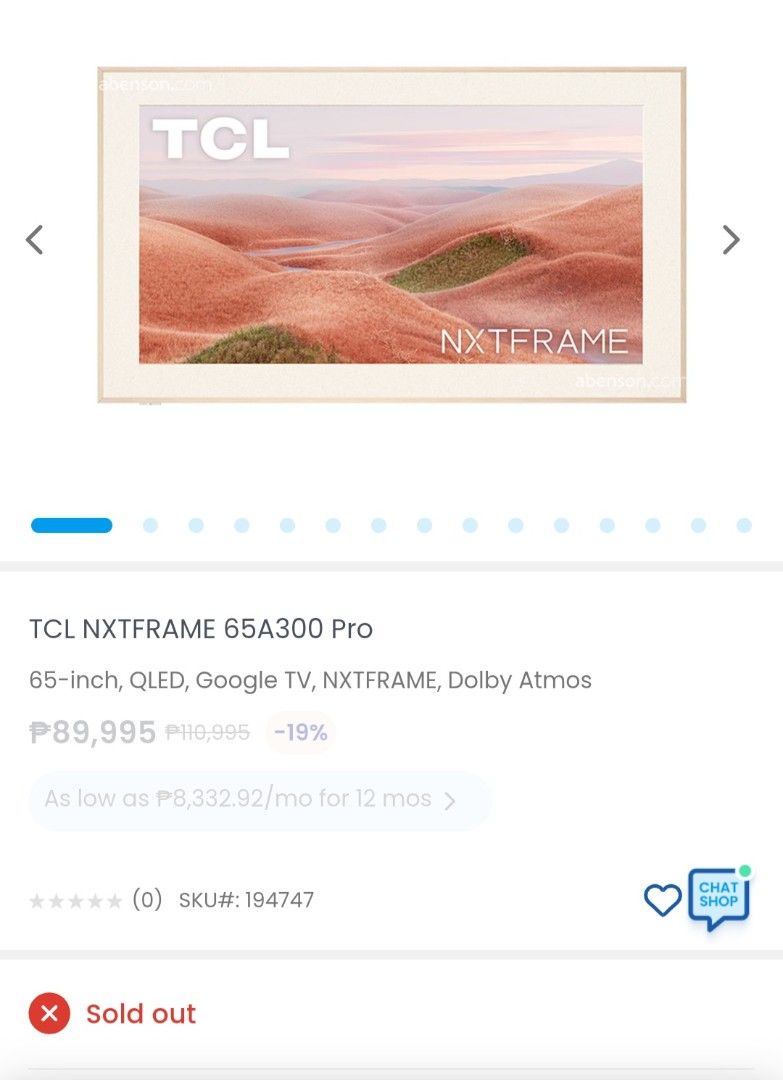 TCL NXT FRAME 65-inch QLED TV (Category: TV) located in Quezon City. Submitted by representmnl (Listing ID 1410804483, Image 3). Description: Like Brand New TCL NXTFRAME TV same as SAMSUNG FRAME SRP 89995 selling for 70000 65 INCHES Reason For Selling (Wrong size).